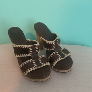 Matisse Wood Sole Brown\Tan Stitch Detail Women's Heels
